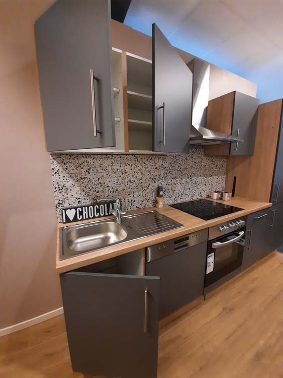 Keuken 280cm - Ymir - mat grijs - zonder toestellen