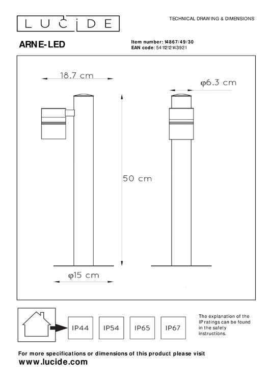 ARNE-LED - Sokkellamp Buiten - Ø 6,3 cm - LED - GU10 - 1x5W 2700K - IP44 - Zwart