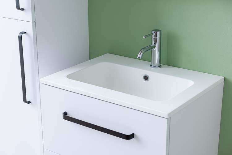 Meuble de salle de bain Bison laqué blanc mat 600 mm lavabo mat