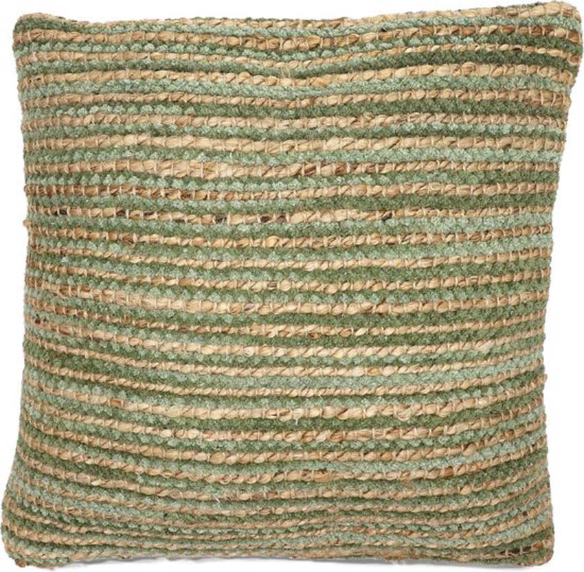 Coussin Bombay line olive/naturel 45x45cm