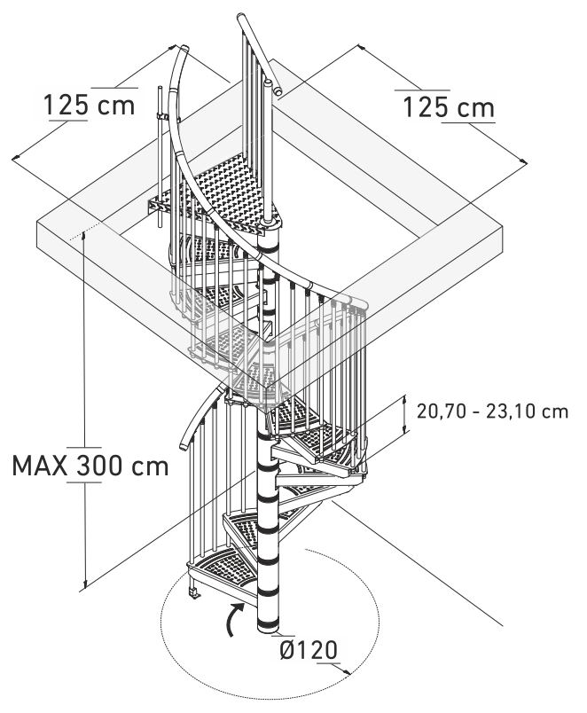Escalier en colimaçon métal Sonneberg 120cm
