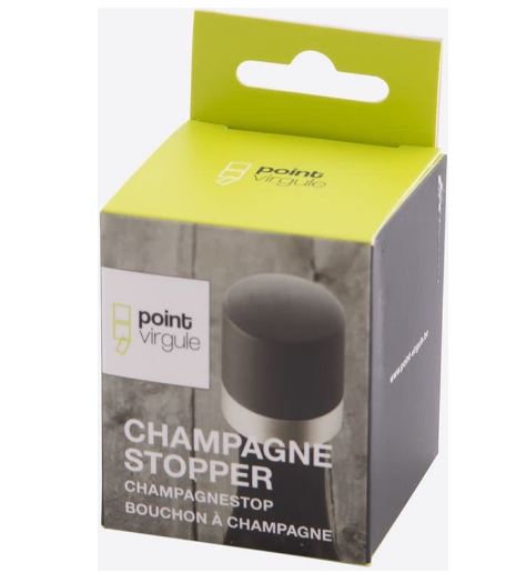 Champagnestop Point Virgule zwart/zilver 4 x 4,5 cm 