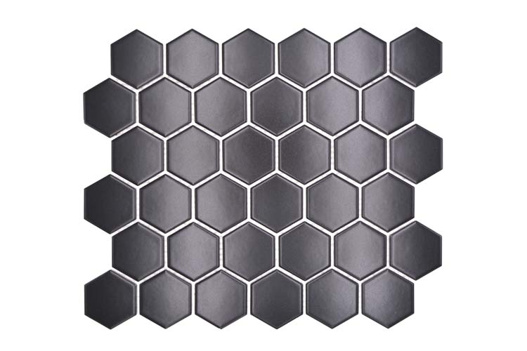 Mosaïque hexagone noire mat 32,5 x 28,1 cm
