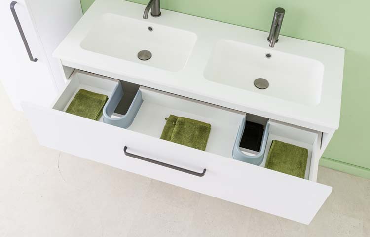 Meuble de salle de bain Bison laqué blanc mat 1200 mm lavabo mat