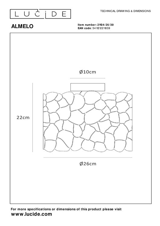 Lucide ALMELO - Plafonnier - Ø 25,5 cm - 1xE27 - Noir