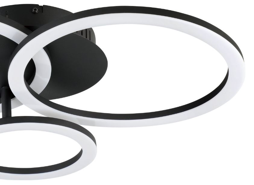 Plafonnier LED noir/blanc - dimmable - 3 cercles