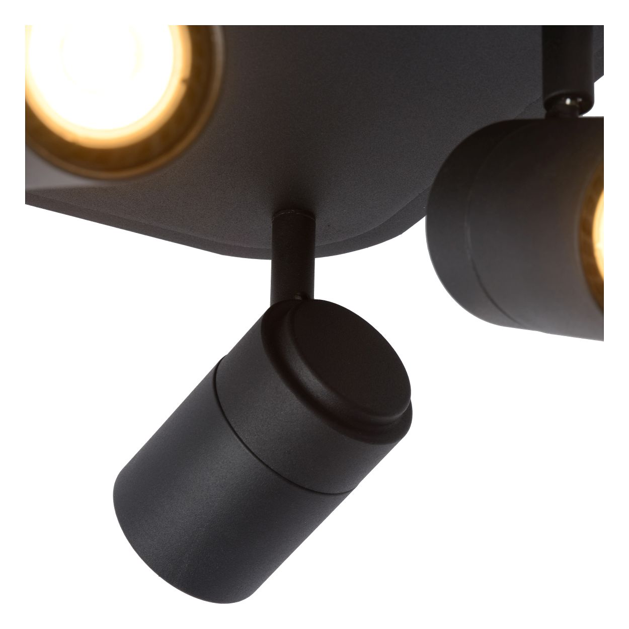 LENNERT - Spot plafond Salle de bains - LED Dim. - GU10 - 4x5W 3000K - IP44 - Noir