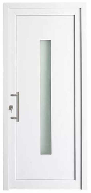 Porte extérieure pvc blanche/blanche vitre verticale G SUR MESURE