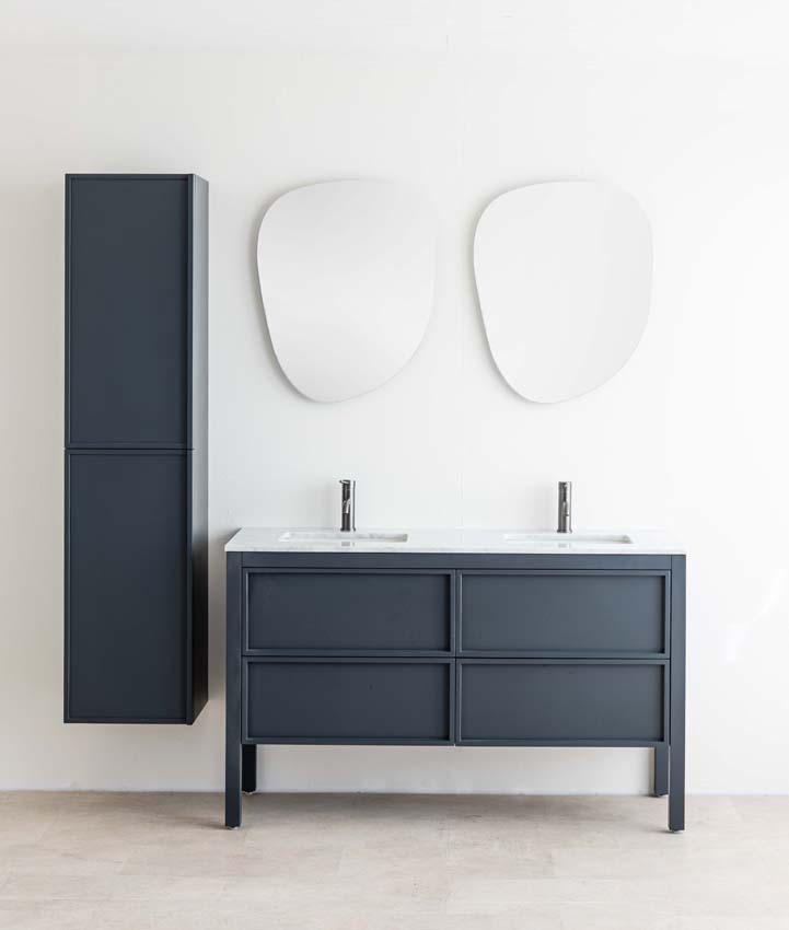 Meuble de salle de bain Fara anthracite 1400 mm double lavabo Carrara