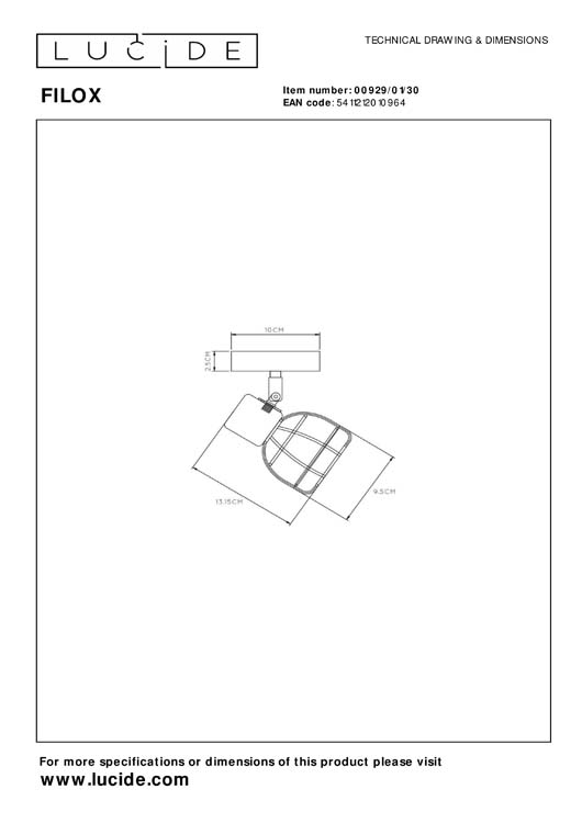 Lucide FILOX - Spot plafond - 1xE27 - Noir