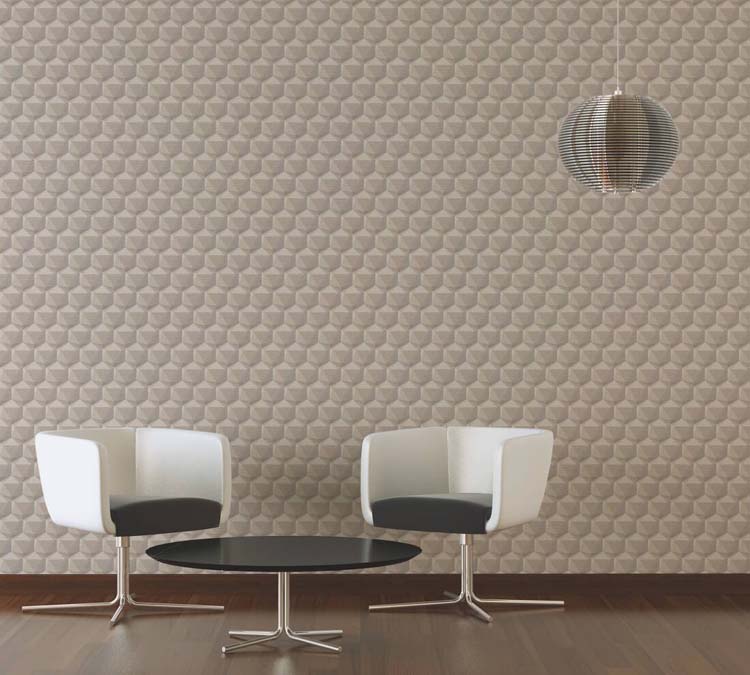 Vinyl op vlies behang 0,53x10m hexagon leem