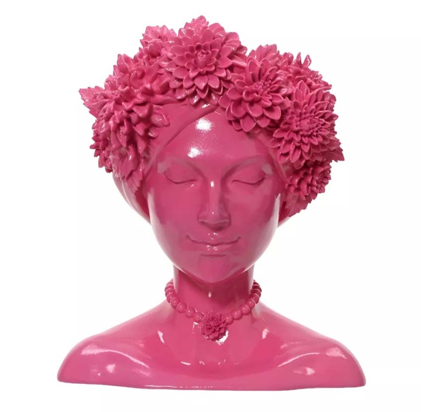 Bloempot Flower dame met bloemen roze 30cm