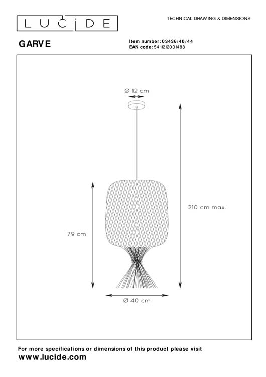 Hanglamp Rotan - Ø 40 cm - 1xE27 - Okergeel