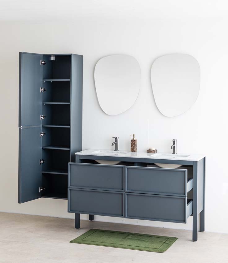 Meuble de salle de bain Fara anthracite 1400 mm double lavabo Carrara