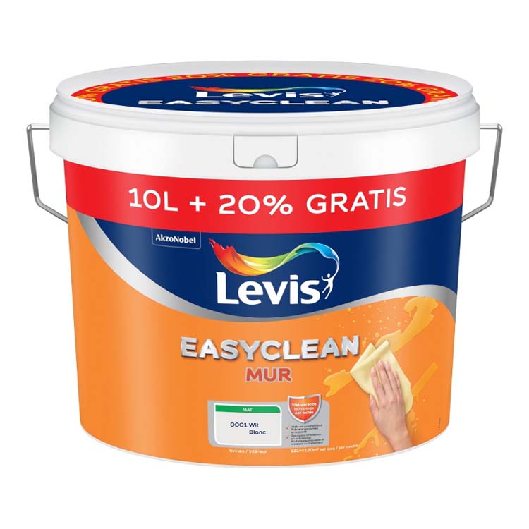 Levis Easyclean mur blanc mat 10L + 20% gratuit