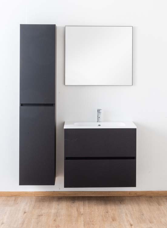 Meuble salle de bain Puro noir mat 800mm lavabo brillant