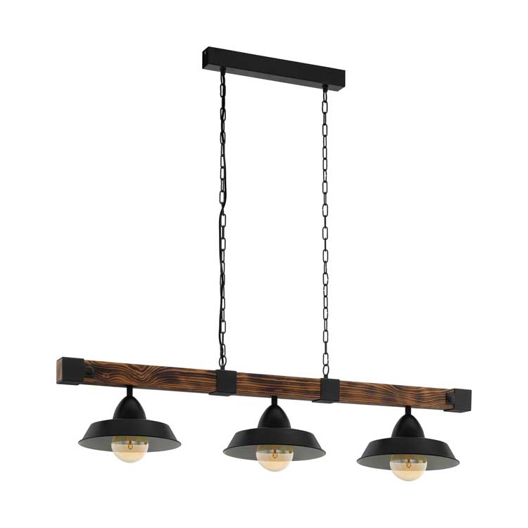 Eglo OLDBURY - Lampe suspendue - E27 - 3X60W - Noir