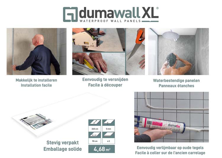 Panneau mural Dumawall XL PVC 900x2600x5mm Dark Cement