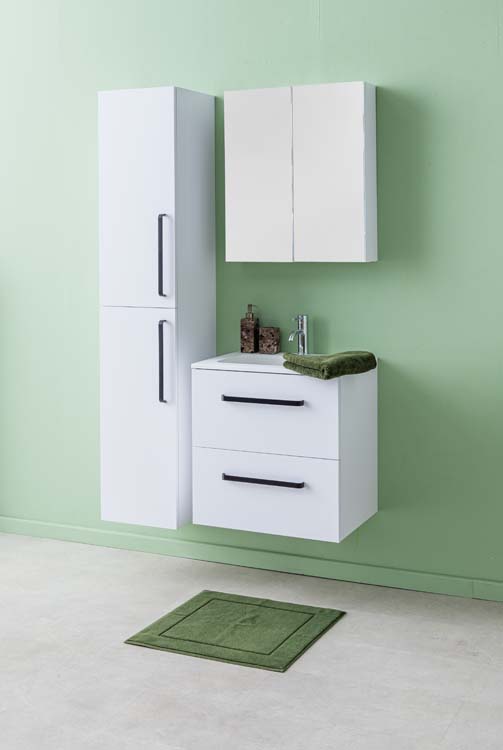 Meuble de salle de bain Bison laqué blanc mat 600 mm lavabo mat