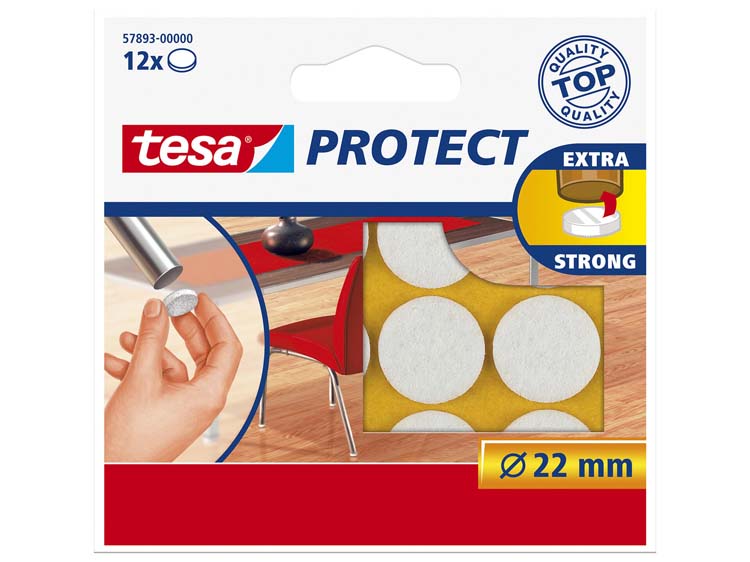 Tesa Protect planeur en feutre 22 mm blanc 12 pièces