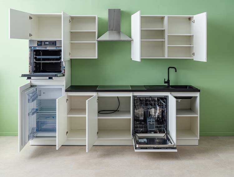 Keuken Plenti 280 cm - oven boven - met toestellen - wit