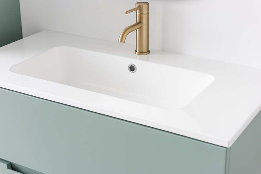 Meuble de salle de bain Truman gris-vert 900 mm lavabo blanc brilliant