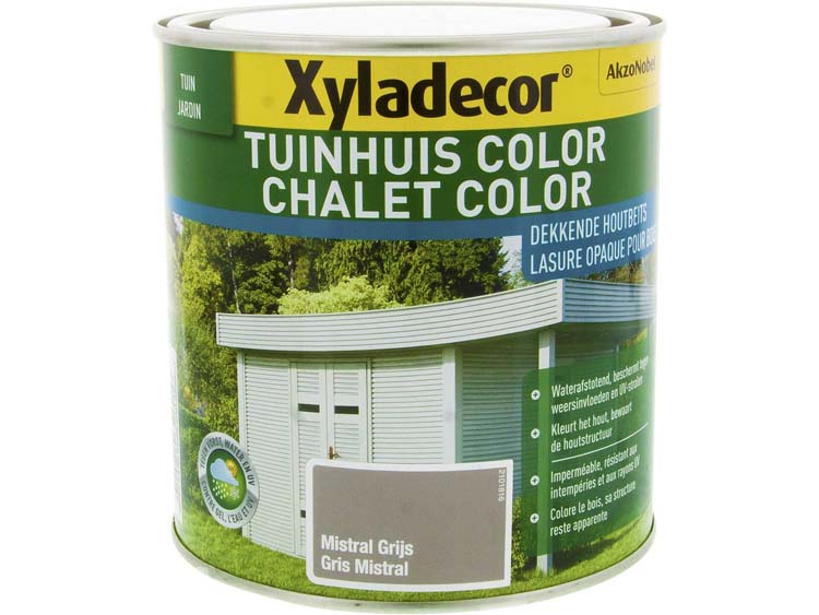 Xyladecor Color houtbeits tuinhuis 1l mistral grijs