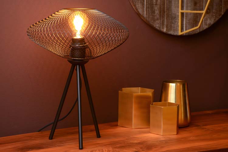 Lampe de table - Ø 30 cm - 1xE27 - Noir - Ovale