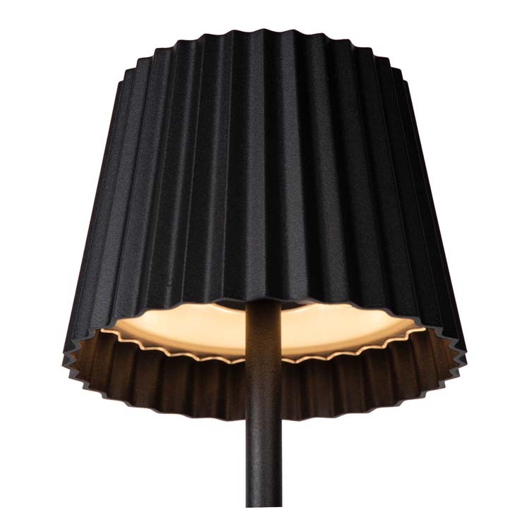 Lucide JUSTINE - Lampe de table Extérieur - LED Dim. - 1x2W 2700K - IP54 - Avec socle de charge par contact - Noir