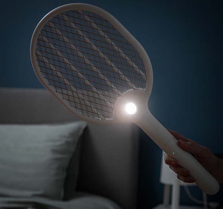 insecticide rechargeable racket avec led et dock de mise en charge