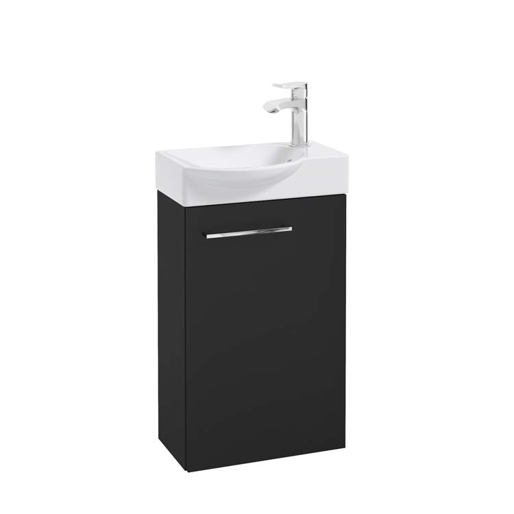 Toiletmeubel Dover mat zwart 390 mm met ronde lavabo
