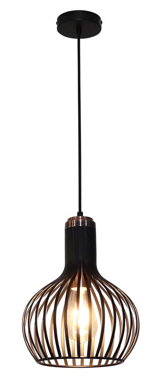 Hanglamp staal zwart/koper 60W E27