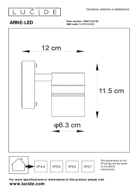 ARNE-LED - Wandspot Buiten - Ø6,3 cm - H11.5 cm - LED - GU10 - 1x5W 2700K - IP44 - Zwart