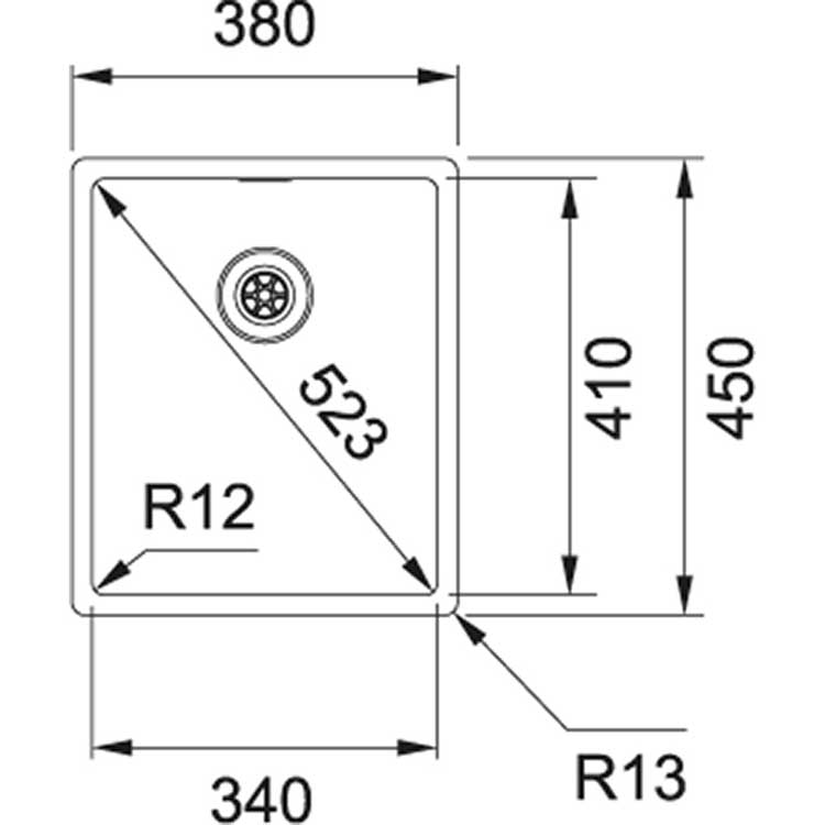 Franke cuve à affleurer, slimtop et à sous-encastrer 380x450mm lisse