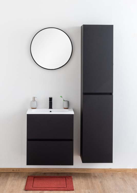 Meuble salle de bain Puro noir mat 600mm lavabo mat