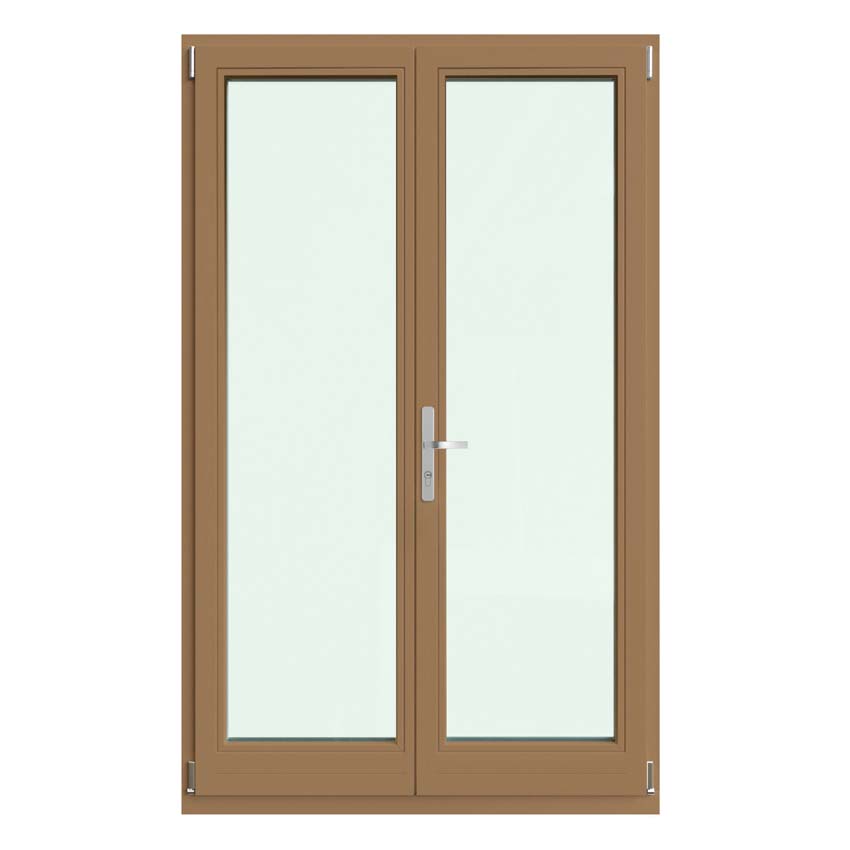 Fenêtre terasse Meranti Vardelux 2 vantaux 68mm naturel 1500x2150mm