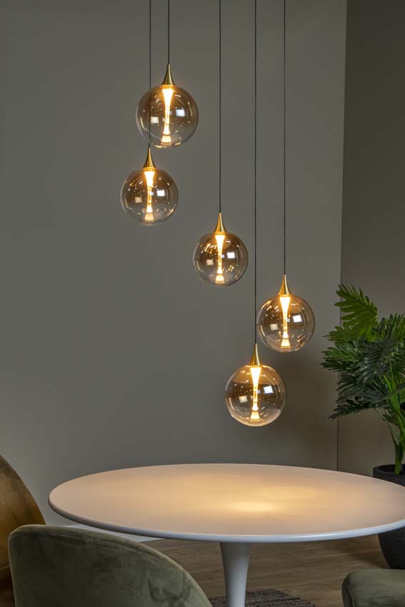 GISELA - Suspension - Ø 48 cm - LED Dim. - 5x3,8W 2700K - Ambre