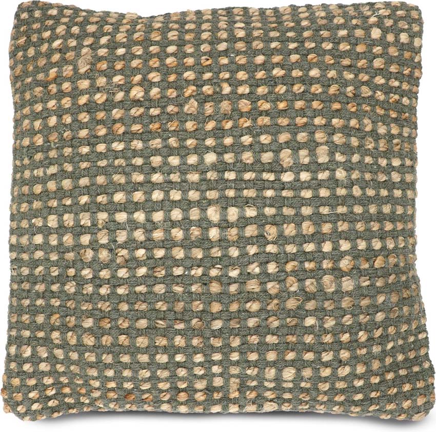 Coussin Bombay cube olive/naturel 45x45cm