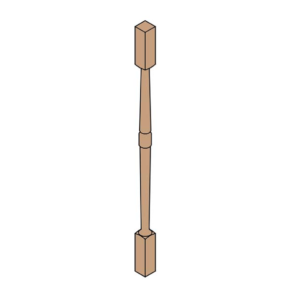 Moderne gedraaide baluster in beuk 920x45x45MM