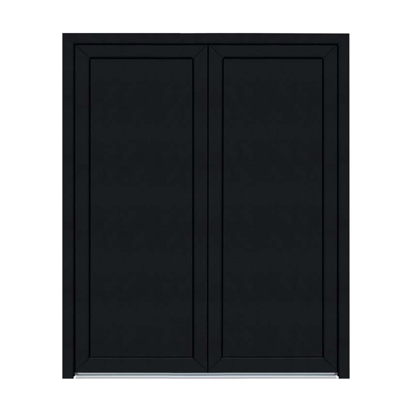 Porte extérieure pvc noire/noire double panneau plein D SUR MESURE