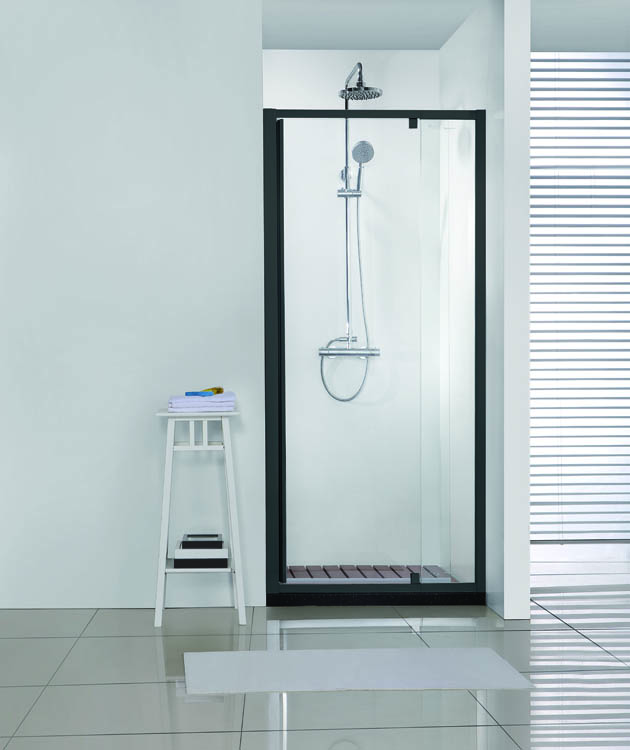 Porte de douche Urian verre/noire 112-122 x 200 cm