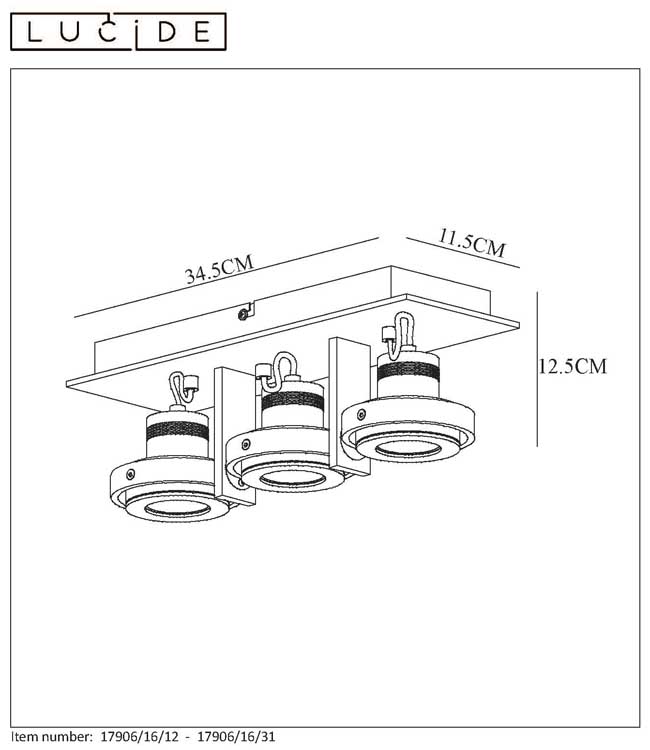 Lucide LANDA - Spot plafond - LED Dim to warm - GU10 - 3x5W 3000K/2200K - Blanc