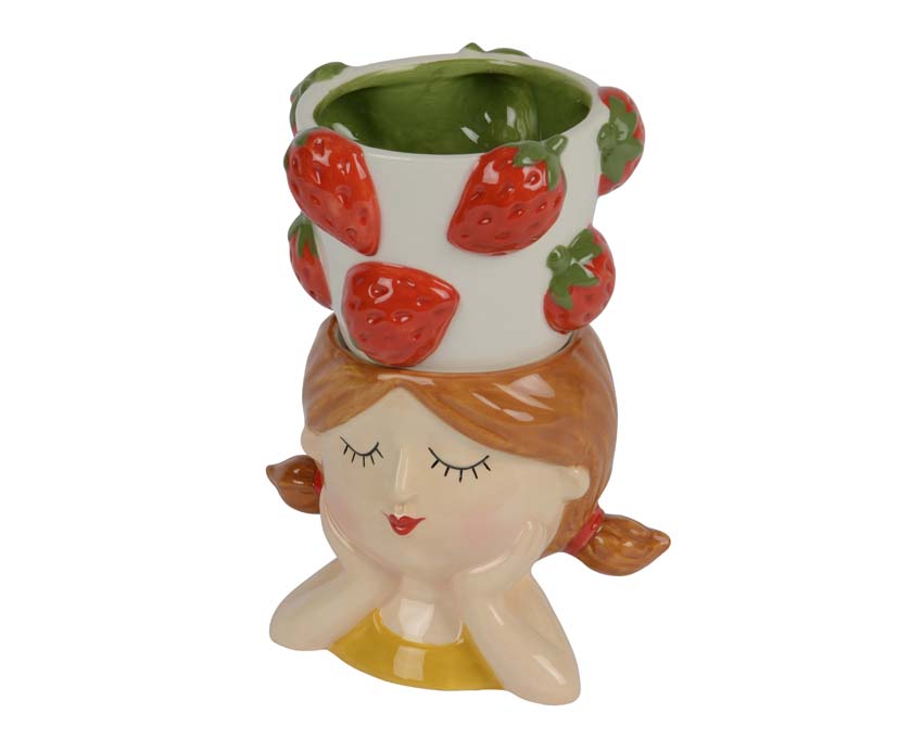 Bloempot Fruity gezicht met aardbei 20cm