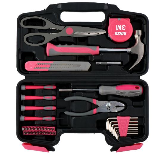 Set d'outils - Pour la vie quotidienne - Rose - 39 pièces