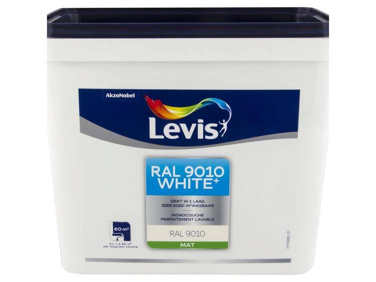Levis White+ muurverf mat 5l zuiver wit