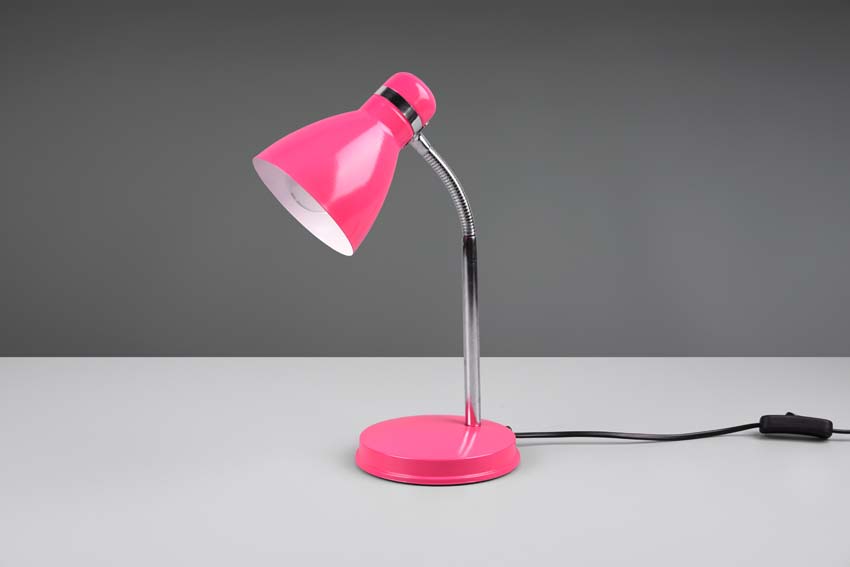 Lampe de bureau - rose - E27 - sans ampoule - Ø 14,5 cm - hauteur 33 cm