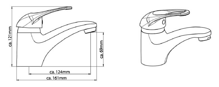 Robinet de lavabo Carlo 12,10cm chrome