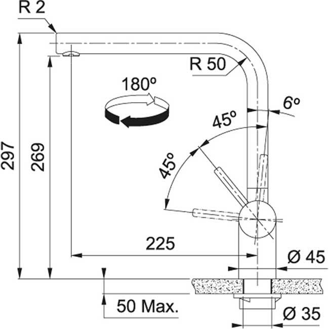 Robinet de cuisine Franke Atlas Neo bec pivotant pour fenêtre inox