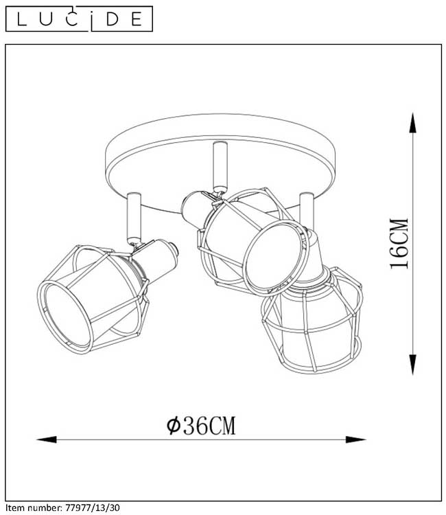 Lucide NILA - Plafondspot - Ø 36 cm - E14 - Zwart