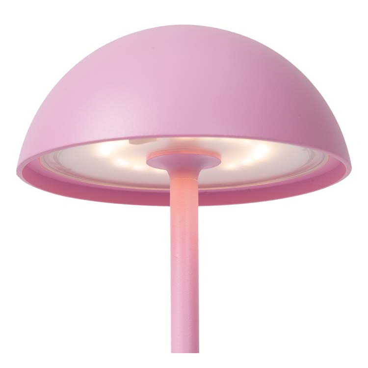 Lucide JOY - Lampe de table Extérieur Rechargeable - Batterie - Ø 12 cm - LED Dim. - 1x1,5W 3000K - IP54 - Rose